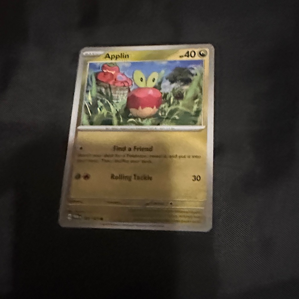 Pokemon Trading Card with Red and Green Applin